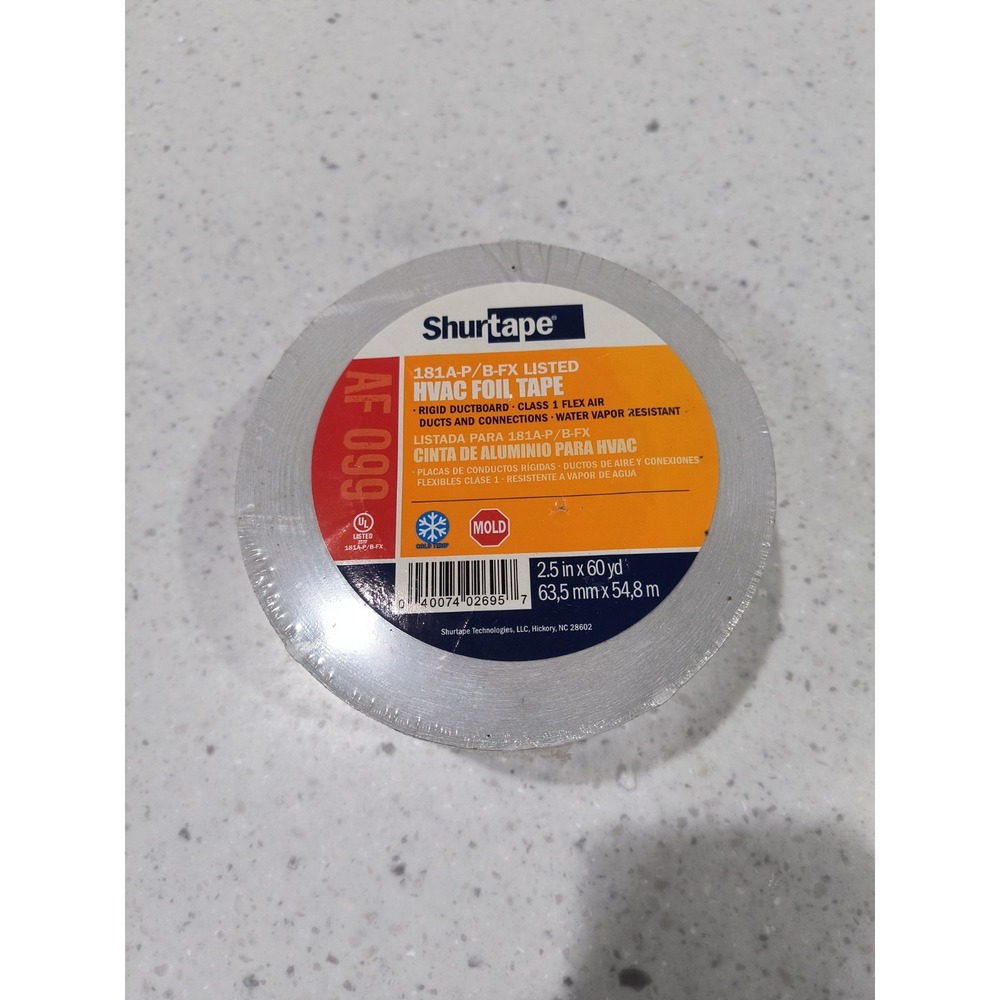Qty: 1 Roll Shurtape 181A-P/B-Fx Listed Hvac Foil Tape/ Af-099 2.5 In x 60 Yd